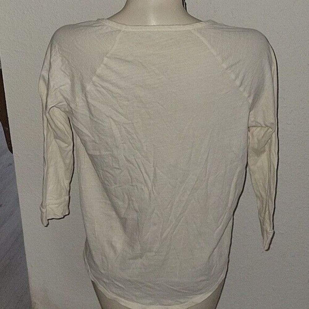 LUCKY BRAND KIZZ Rock Band Long Sleeve Top S Long Sleeve V-NECK white 90'S - Picture 5 of 5